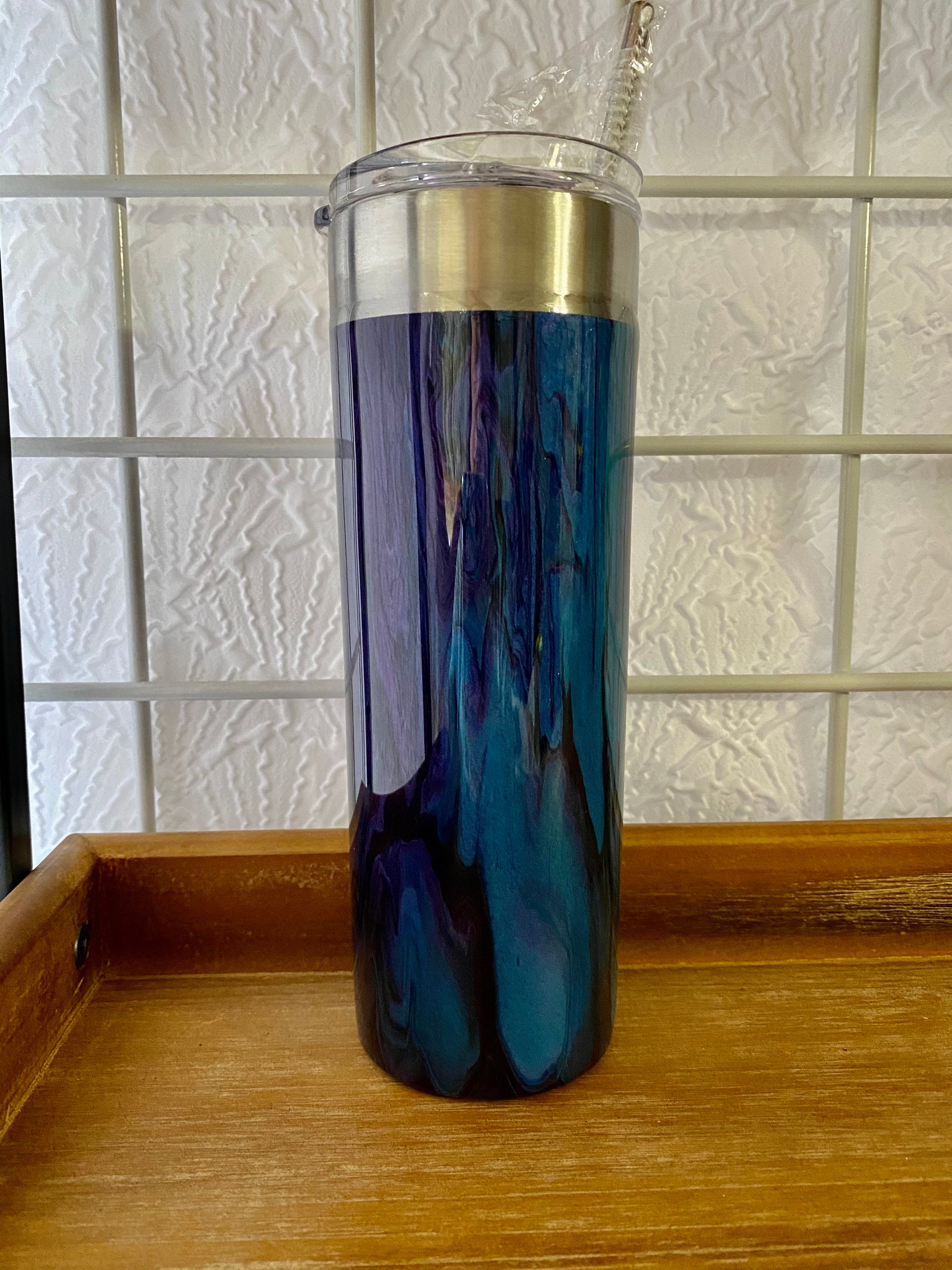 20oz Skinny Tumbler Acrylic Pour Acrylic Paint Tumbler Etsy