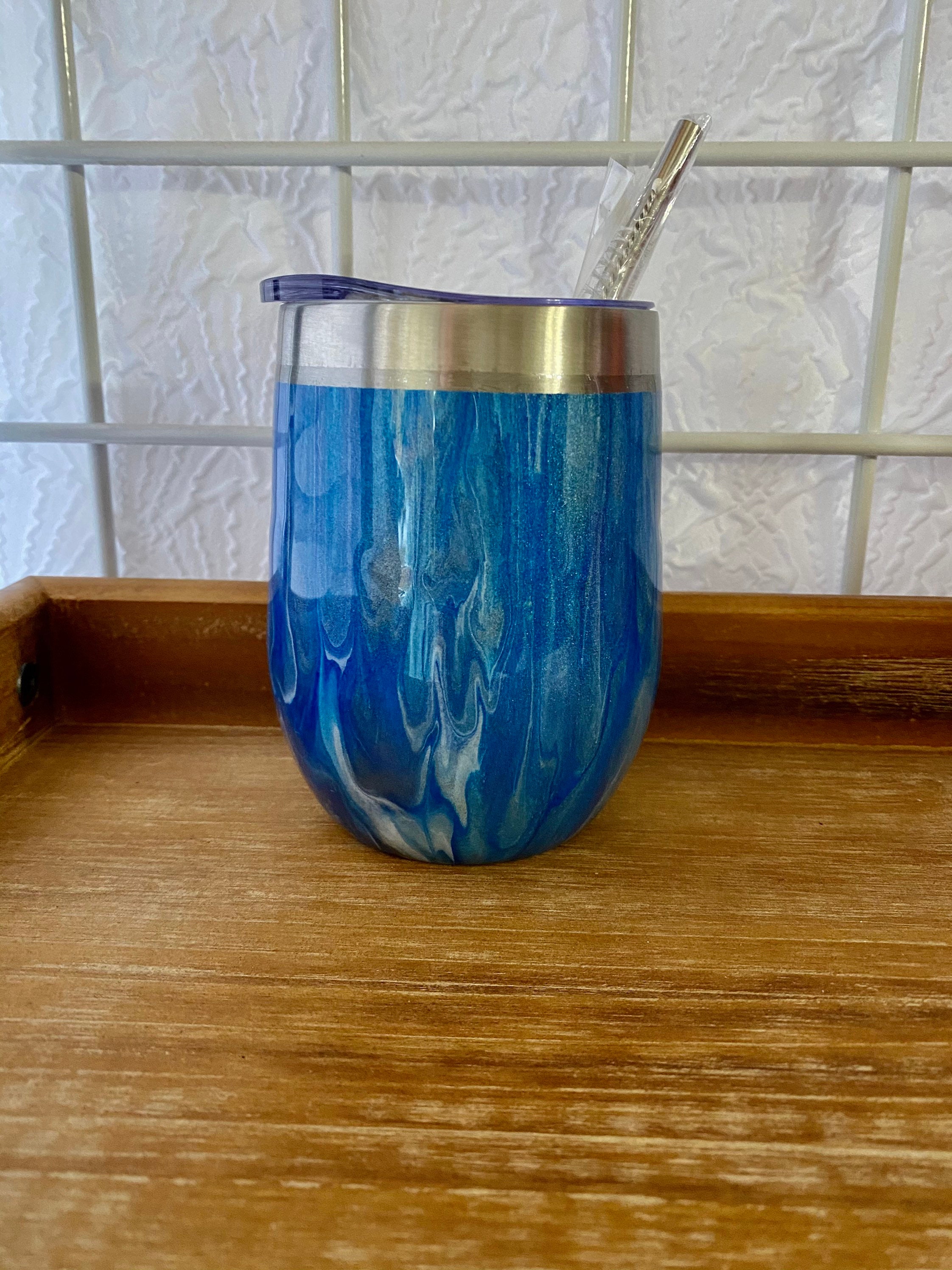 12oz Tumbler Acrylic Pour Acrylic Paint Tumbler Handmade Etsy