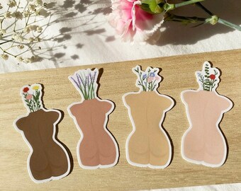 Floral Body Vase Stickers | Die Cut | Body Sticker | Laptop Sticker | Water bottle Sticker | Vinyl Sticker | Lavender | Flower Sticker