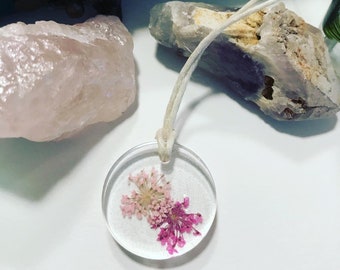 Pink and Purple Dried Flower Necklace