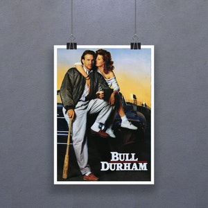Bull Durham (1988) Poster American Romantic Comedy Sports Film Kevin Costner Susan Sarandon Tim Robbins Movie Print Art  Gift
