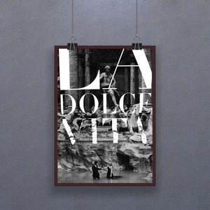 La Dolce Vita (1960) Poster Comedy-Drama Film Wall Decor Print Marcello Mastroianni Anita Ekberg Art Gift