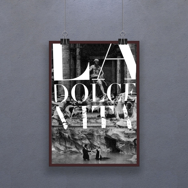 La Dolce Vita (1960) Poster Comedy-Drama Film Wall Decor Print Marcello Mastroianni Anita Ekberg Art Gift