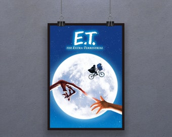 E.T. The Extra-Terrestrial (1982) Poster Steven Spielberg Film Elliott Wall Decor Dee Wallace, Peter Coyote, and Henry Thomas Print Art Gift