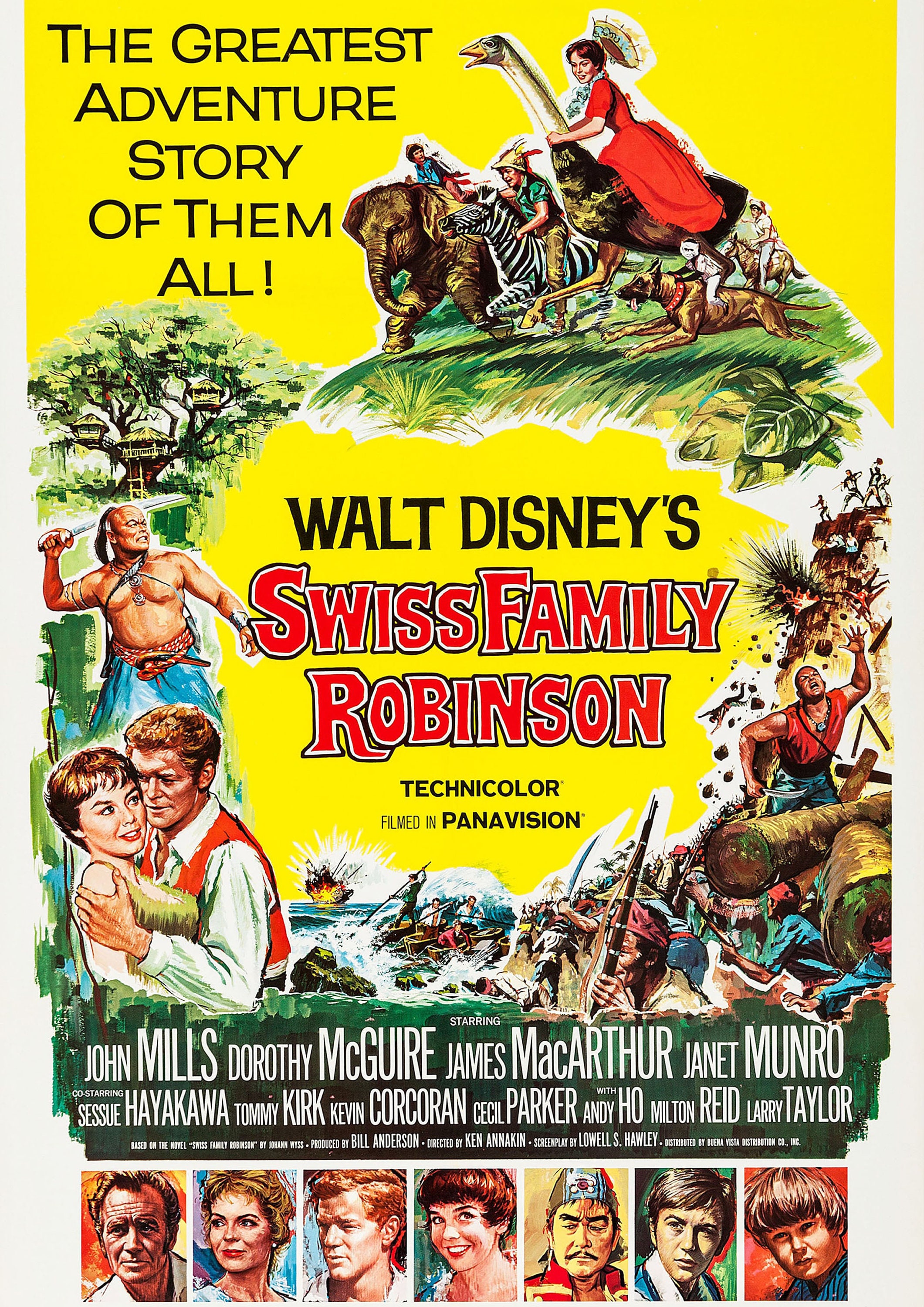 Swiss Family Robinson (1960) Poster American Adventure Film Wall