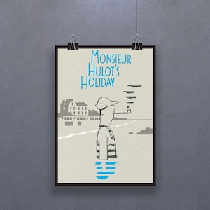 Monsieur Hulot&#39;s Holiday (1953) Poster Les Vacances de Monsieur Hulot French film Decor Art Jacques Tati Nathalie Pascaud Micheline Rolla