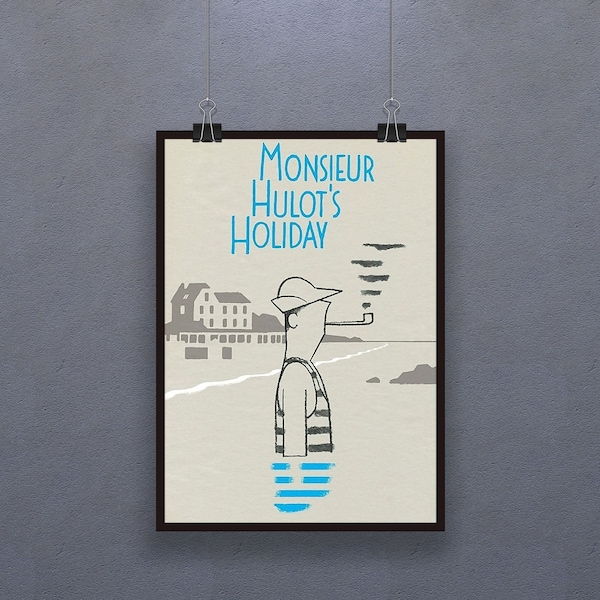 Monsieur Hulot's Holiday (1953) Poster Les Vacances de Monsieur Hulot French film Decor Art Jacques Tati Nathalie Pascaud Micheline Rolla