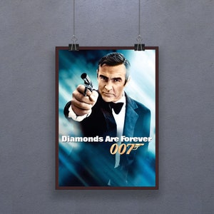 Diamonds Are Forever (1971) Poster James Bond Series Spy Film Wall Decor Print Sean Connery Jill St. John Gift
