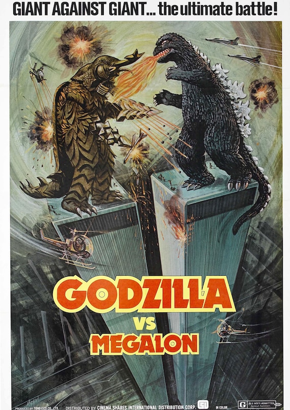 Godzilla Vs. Megalon (1973) Poster Japanese Kaiju Film Wall Decor