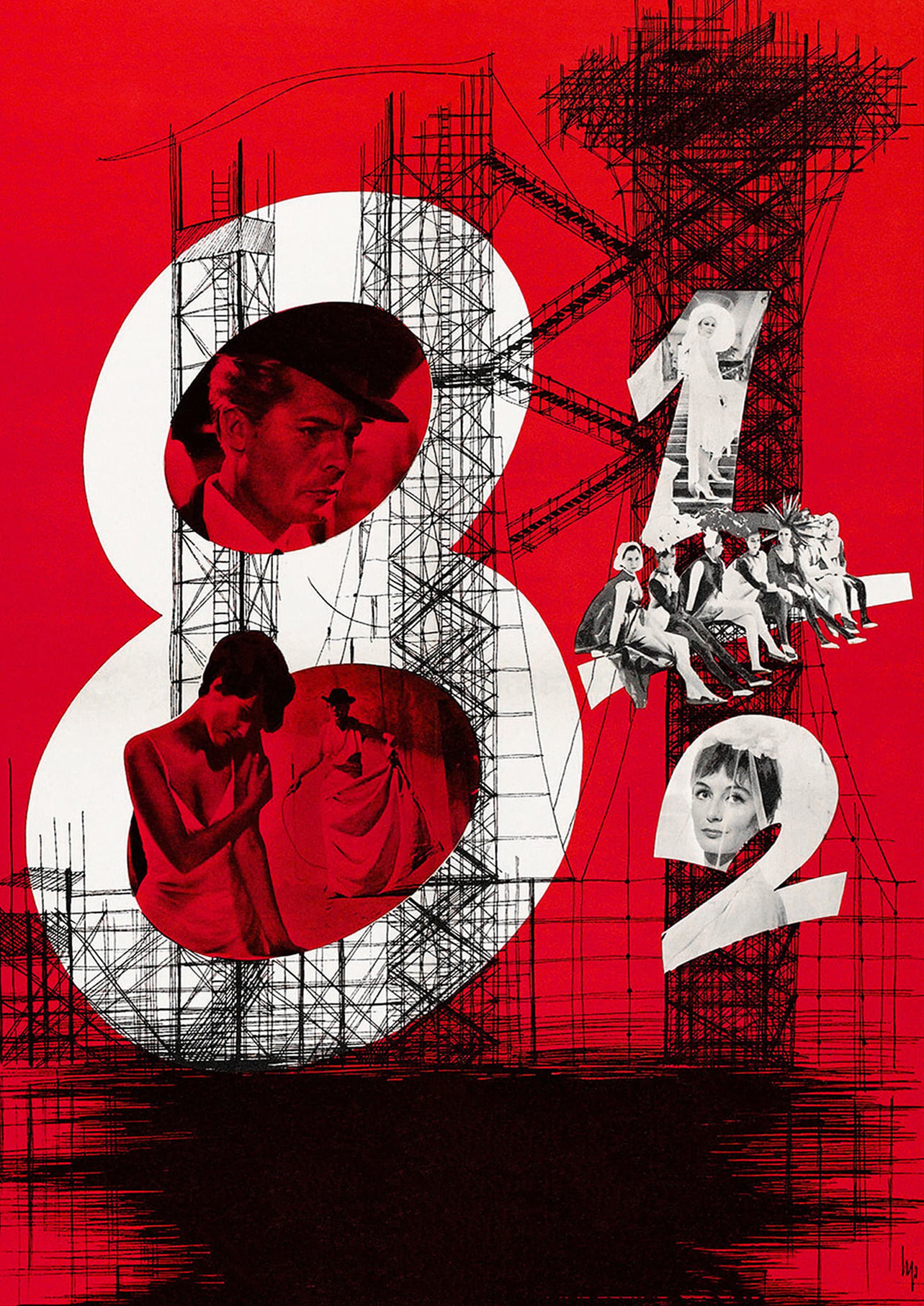8 1⁄2 Otto e mezzo (1963) ポスター イタリアのシュールレア