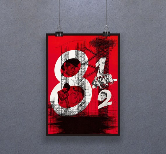 8 1⁄2 Otto e mezzo (1963) ポスター イタリアのシュールレアリスト