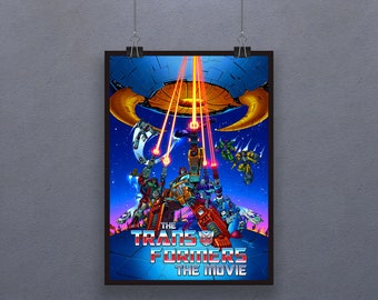 The Transformers: The Movie (1986) Poster Animated Science Fiction Action Film Wall Decor Retro Autobots Cinema Optimus Prime Print Gift