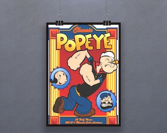 Popeye Classic Poster Cartoon Movie Comic Strip Print Art Gift - Etsy