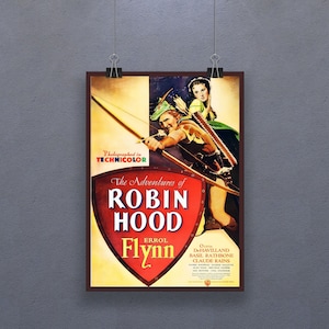 Las aventuras de Robin Hood (1938) Cartel American Technicolor Película Decoración de la pared Errol Flynn Olivia de Havilland Regalo de arte