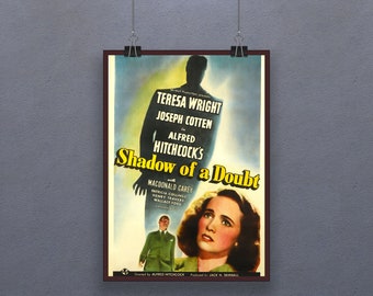 Shadow of a Doubt (1943) Poster American Psychological Thriller Film Wall Decor Alfred Hitchcock Print Teresa Wright Joseph Cotten Art Gift