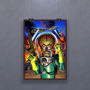 ¡Marte ataca! (1996) Póster Cómic Ciencia Ficción Película Tim Burton Decoración de pared Jack Nicholson Glenn Close Annette Bening Regalo de arte