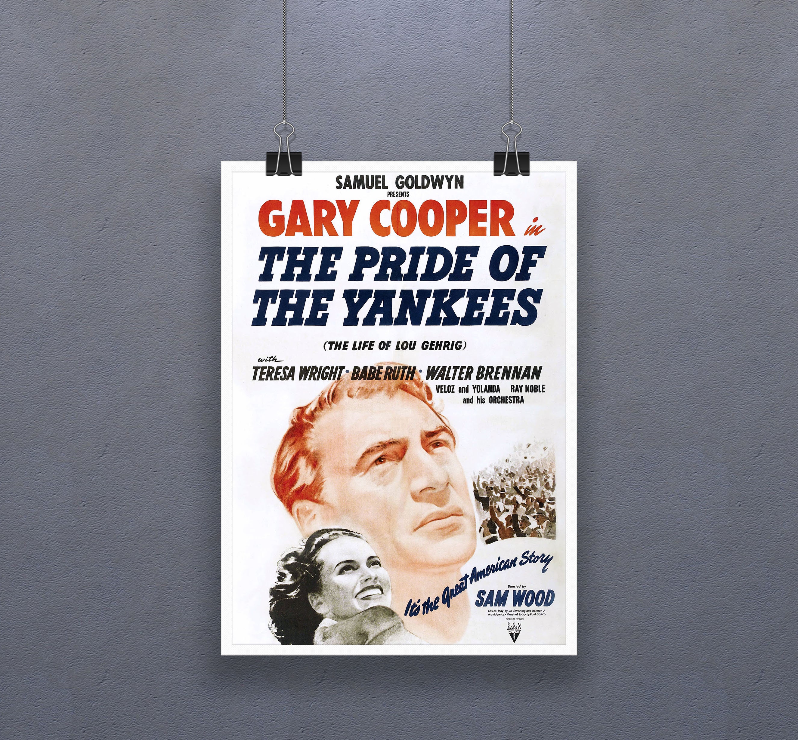 The Pride Of The Yankees 1942 Poster New York Yankees Lou Etsy