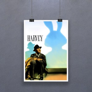 Harvey (1951) Poster Classic Movie Retro James Stewart Cinema Print Art Gift