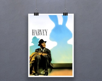 Harvey (1951) Poster Classic Movie Retro James Stewart Cinema Print Art Gift