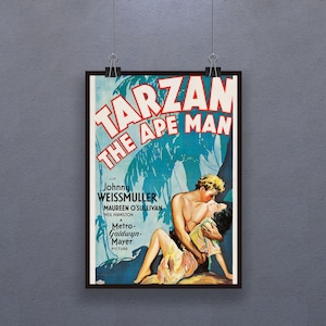 Tarzán el hombre mono (1932) Poster película de acción aventura americana Impresión Johnny Weissmuller Neil Hamilton Arte Regalo