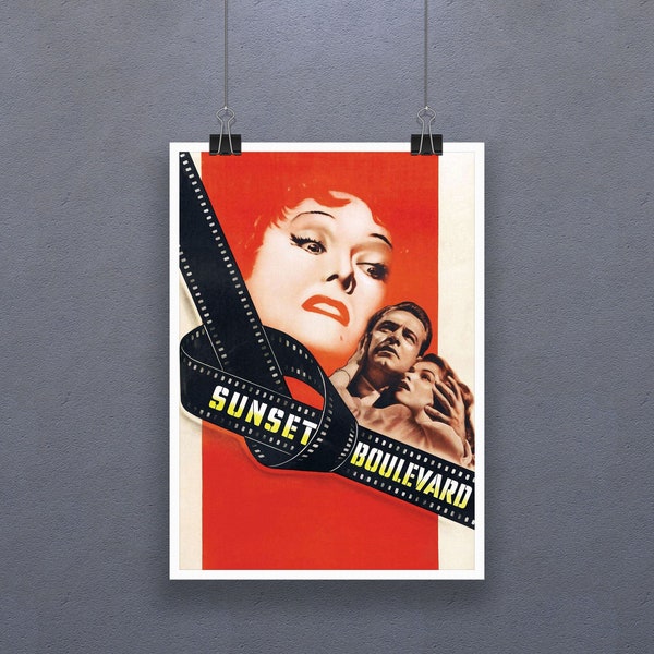 Sunset Boulevard (1950) Poster American Film Noir SUNSET BLVD Wall Decor Los Angeles Art Gift