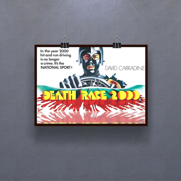Death race 2000 (1975) Poster American Science Fiction Sports Film Wall Decor David Carradine Simone Griffeth Sylvester Stallone Print Gift