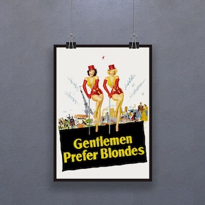 Gentlemen Prefer Blondes (1953) Affiche Comédie musicale américaine Film Rétro Comédie romantique Jane Russell Marilyn MonroeImprimer Art Cadeau
