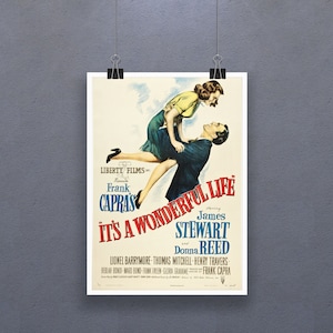 ¡Qué bello es vivir! (1946) Póster de película dramática de fantasía navideña estadounidense James Stewart Frank Capra Impresión de arte Regalo