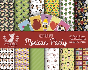 Cinco de mayo, Cinco de mayo digital paper, FREE mexican cut out sheet, Mexican paper, digital paper, Mexican digital paper