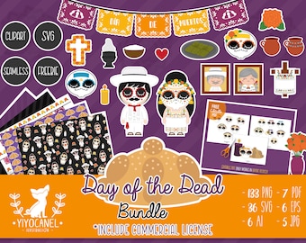 Day of the Dead Clipart Bundle, SVG, PNG, Commercial License