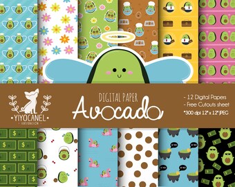 avocado digital paper, FREE avocado cut out sheet, avocado pattern, avocado printable background, avocado sublimation, avocado papercraft