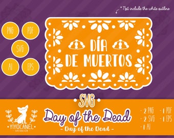 Papel Picado Giorno dei Morti SVG, Stendardo messicano (Download digitale)