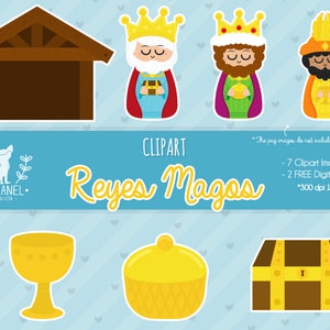 Reyes magos clipart, Carta digitale per presepe gratuita, Clipart per presepe, Clipart per presepe di Natale, Melchor, Gaspar, Clipart per baltasar