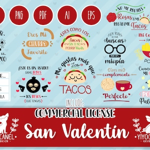 Mexicaanse Valentijnsdag SVG, met commerciële licentie, Spaanse citaten SVG, Valentijnsdag PNG, Valentijnsdag SVG voor shirt, Valentijnsdag SVG bundel