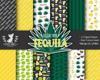 Tequila Digital Paper Pack, Mexican Theme (Digital Download)