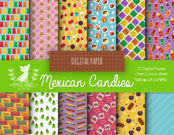 Mexican Candy Digital Paper FREE Mexican Candy Cutout Sheet - Etsy