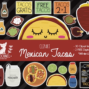 tacos clipart, FREE mexican tacos digital paper, tacos png 300 dpi, transparent background, mexican food clipart, jamaica, horchata