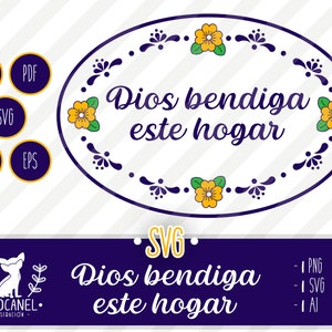 Dios bendiga este hogar svg, Tile svg, Placa Talavera svg, Ceramic Mexican style Talavera, Baldosa svg, Mexican svg file for cricut, Mexico