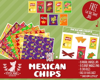 Mexican chips svg, Mexican chips digital paper, Mexican svg files, Mexican svg, Mexican food svg, svg files for cricut, Mexican sublimation