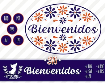 Bienvenidos Talavera Tile SVG, Mexican Welcome Sign (Digital Download)
