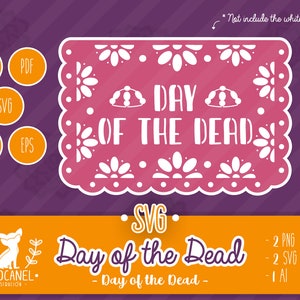 Dag van de dode gors svg, Mexicaanse Bunting svg, Papel Picado día svg, Día de muertos svg, Dag van de doden svg, Mexicaans papier gesneden svg
