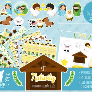 Clipart natività, carta digitale natività, ritagli natività, clipart presepe, stampabile natività, immagini natività, motivo natività