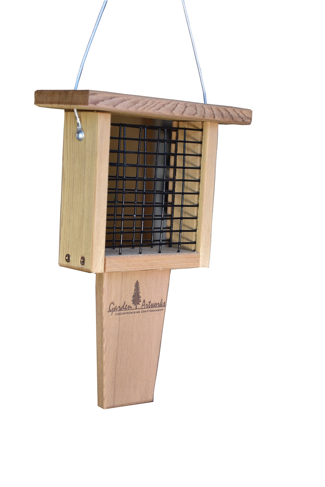 Suet Feeder With Tail Prop for Woodpecker and Other Suet Loving Birds