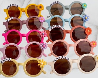 Personalized Daisy Sunglasses W/Leather case Kid gift/Toddler Gift/Baby Shower |Personalized Birthday gift| baby gifts / UV Protection