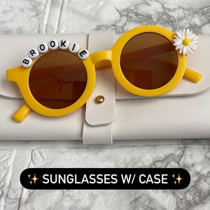Personalized Daisy Sunglasses W/Leather case Kid gift/Toddler Gift/Baby Shower |Personalized Birthday gift| baby gifts / UV Protection
