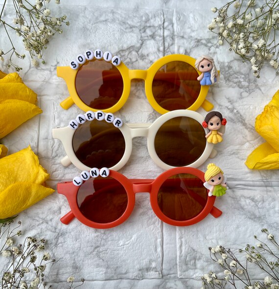 Princess Sunglasses Personalized Princess Sunglasses Beaded Name  Sunglasses Custom Sunglasses for Kids Custom Flower Sunglasses