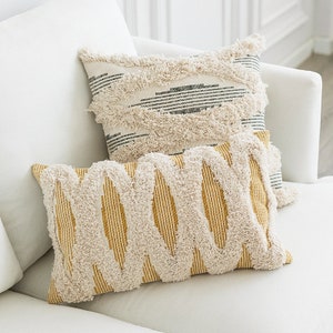 Tufted Yellow Gray Throw Decorative Pillow Covers