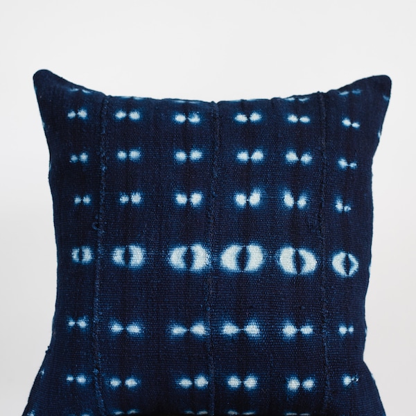 Couverture d’oreiller en tissu de boue indigo, tissu africain authentique bleu marine