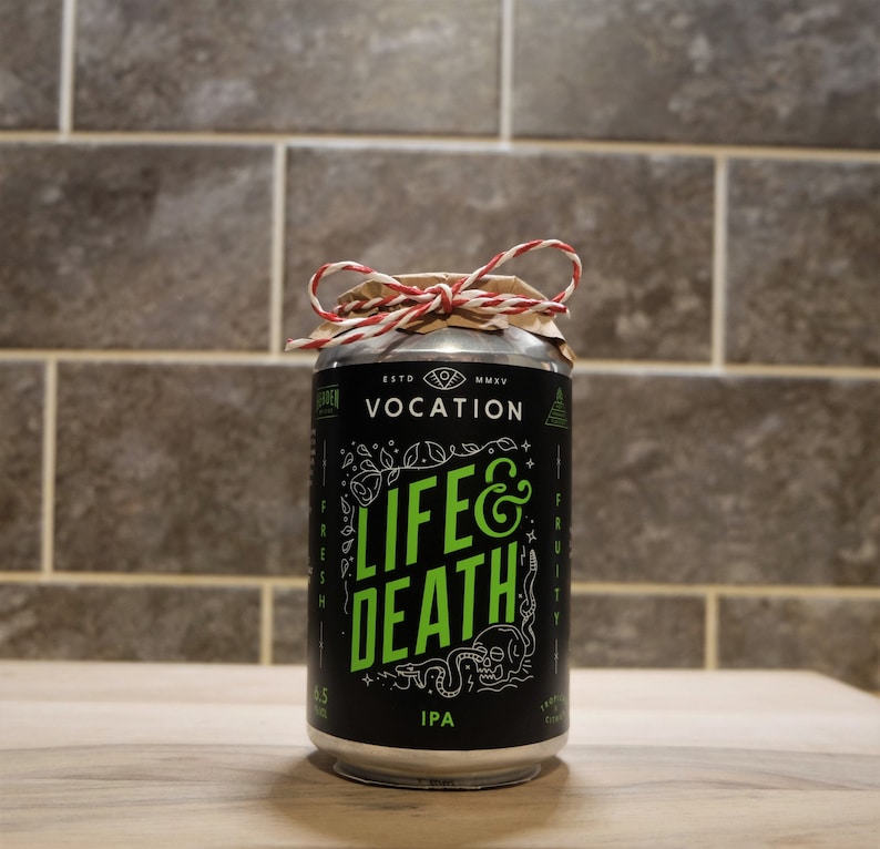 Pre-made Dark Honey /& Tobacco hand poured vegan friendly Vocation /'Life And Death/' craft beer candle