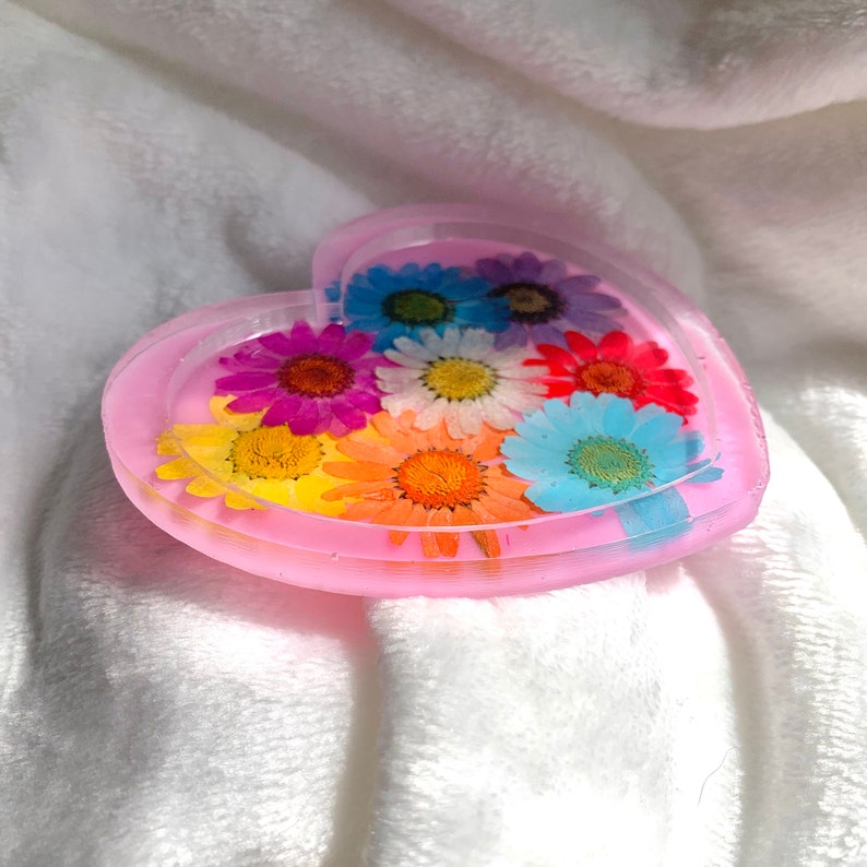 Trinket Tray Heart Trinket Dish Flower Tray Resin Trinket Tray